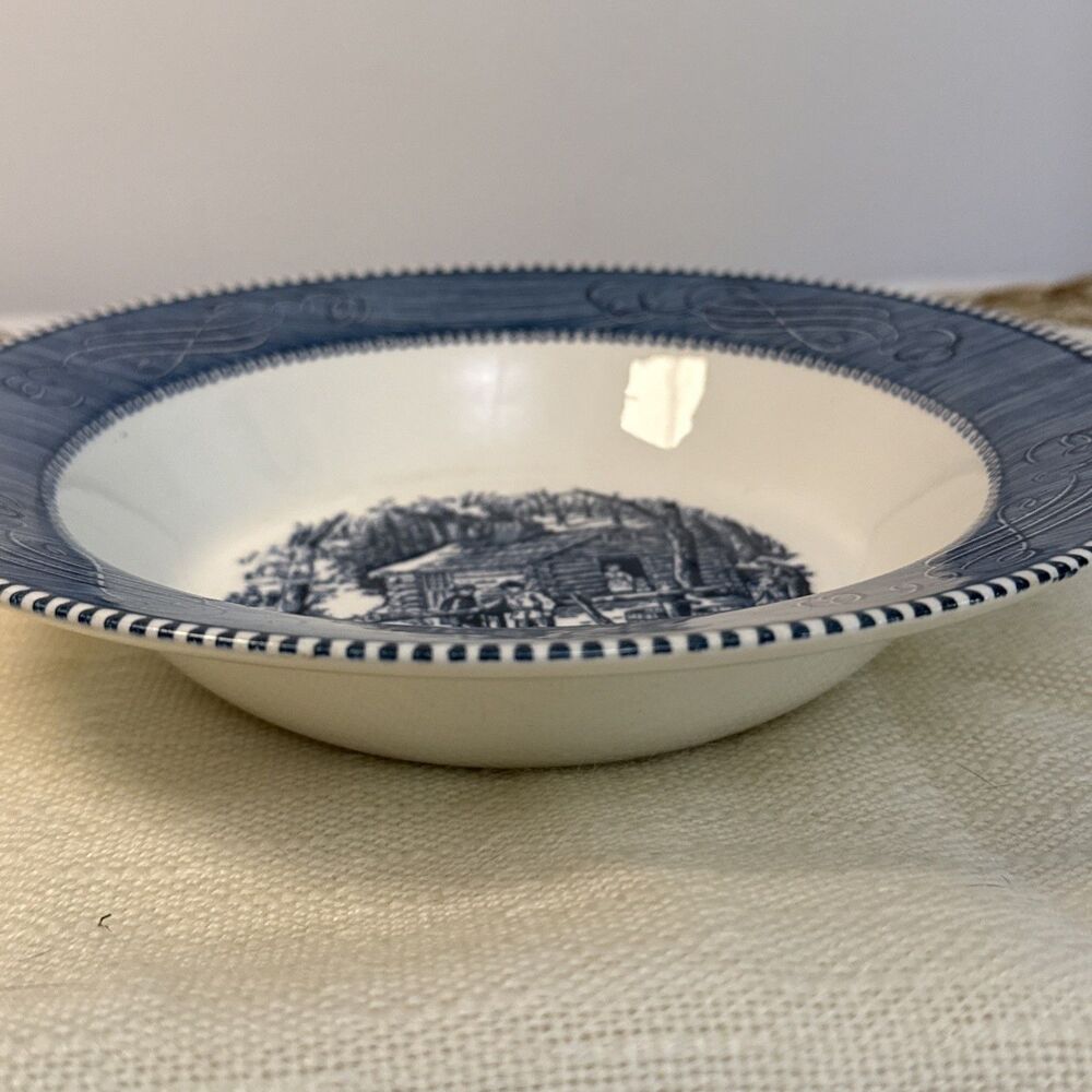 Vintage Currier & Ives Royal China Serving Bowl 9” Maple Sugaring Pattern - Picture 2 of 9